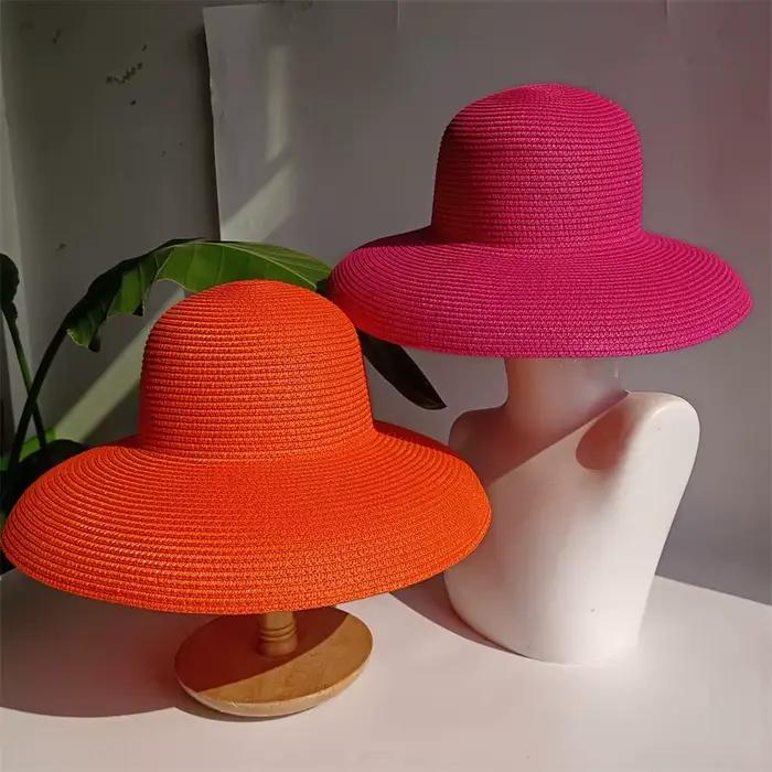 Hepburn Style chapeau de paille Design Vintage grands avant-toit
