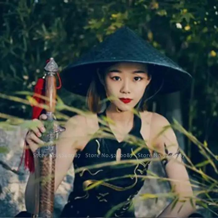 Chapeau en bambou tissé de Style chinois traditionnel Kung Fu