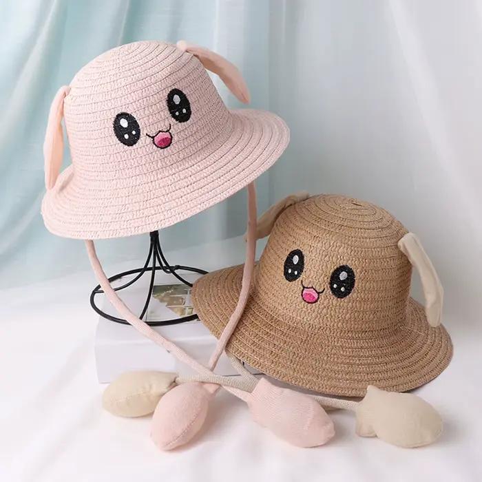 Chapeau de paille pare-soleil d'oreille de lapin