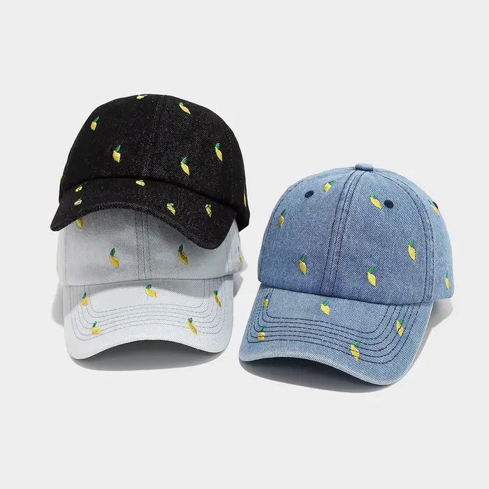 Casquette de Baseball en Denim bleu citron pour hommes et femmes