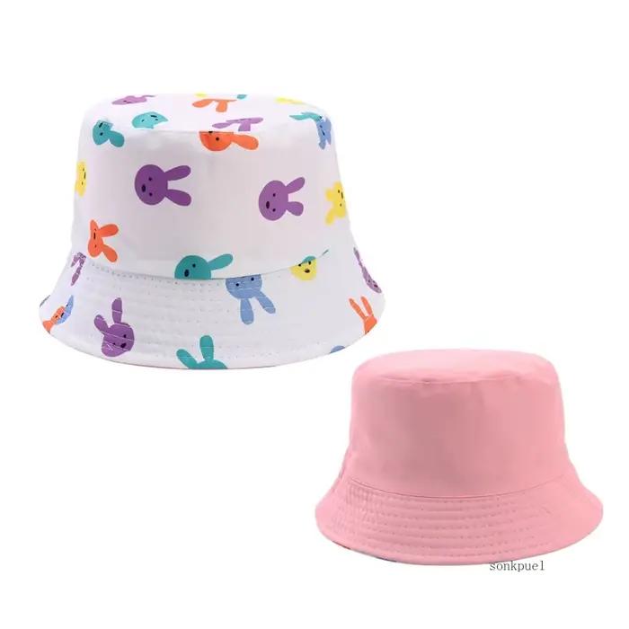 Chapeau Bob Enfant Imprimé Animaux Printemps-Automne Nouveau Style Fin Unisexe Dessin Animé Grande Bordure Réversible