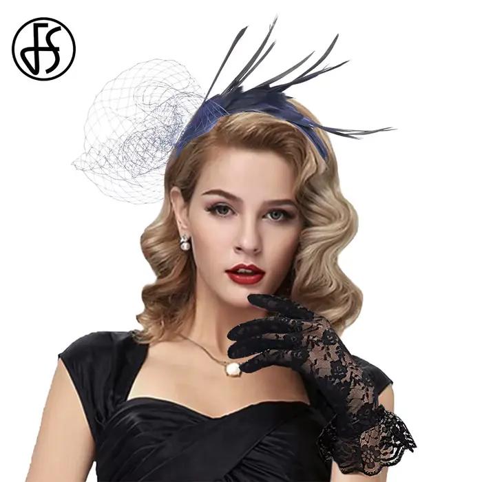 FS – chapeau fascinateur de mariée élégant avec plumes de voile