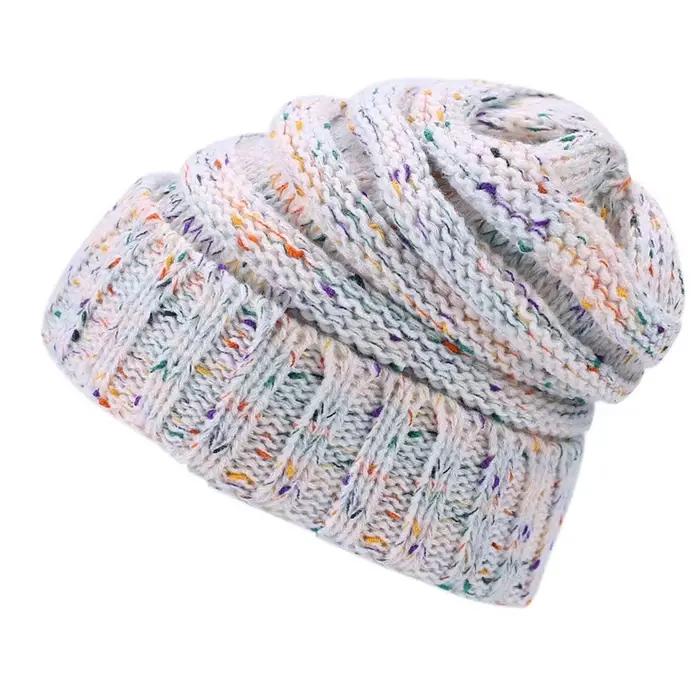 Femmes automne hiver tricoté casquettes mignon chaud vêtements d'extérieur chapeaux bleu noir