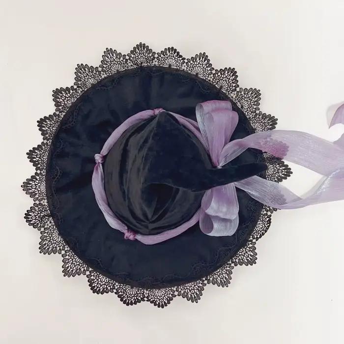 Chapeau de magicien de sorcière d'halloween, chapeau pointu à large bord pour fête de Cosplay, Costume de spectacle sur scène de carnaval, accessoires Photo