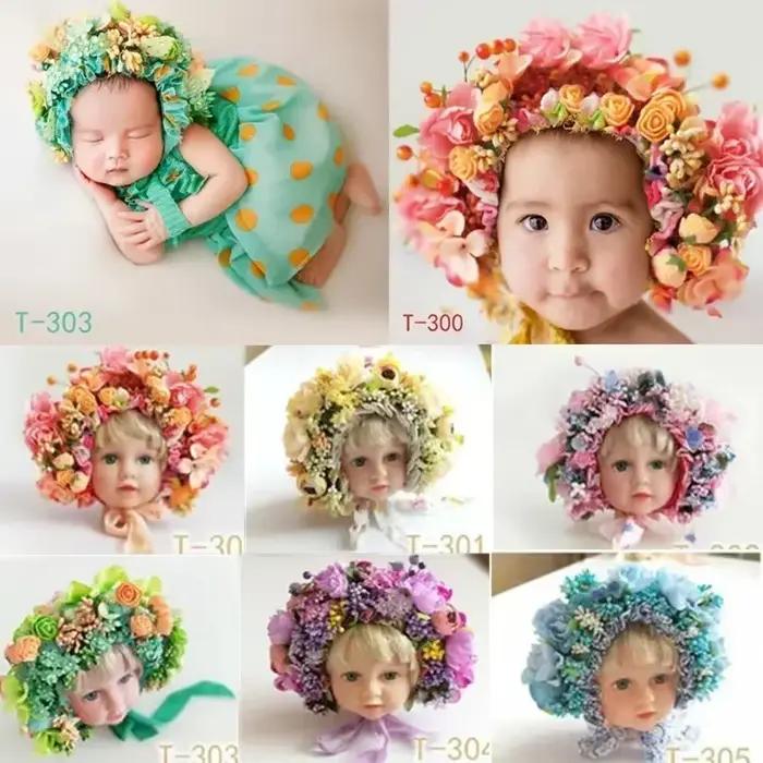 Bonnet à fleurs coloré fait à la main