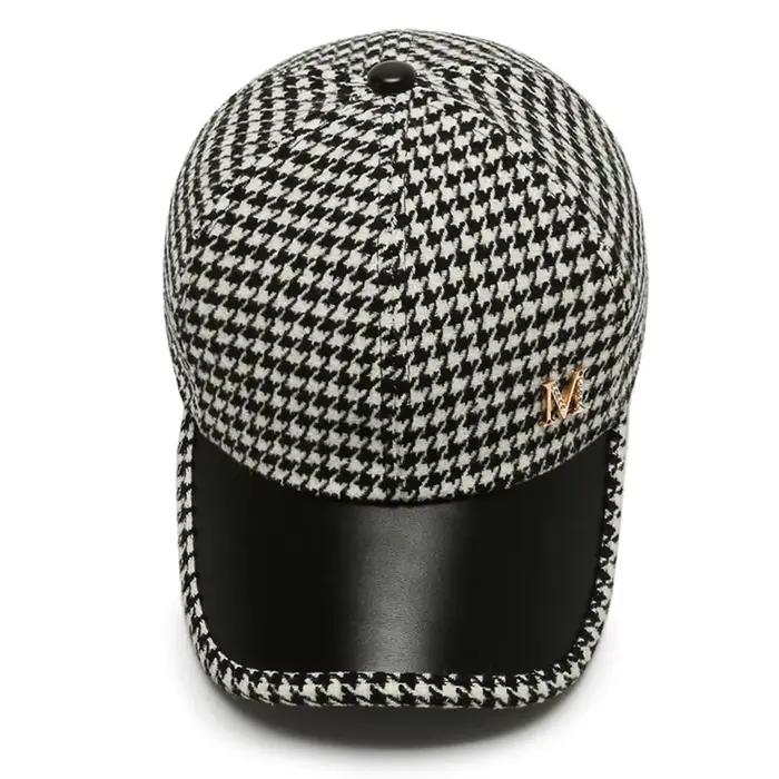 Casquette FS marron à carreaux britanniques unisexe vintage sportive pour hommes et femmes quatre saisons occasionnellement sport adaptée à tous les visages
