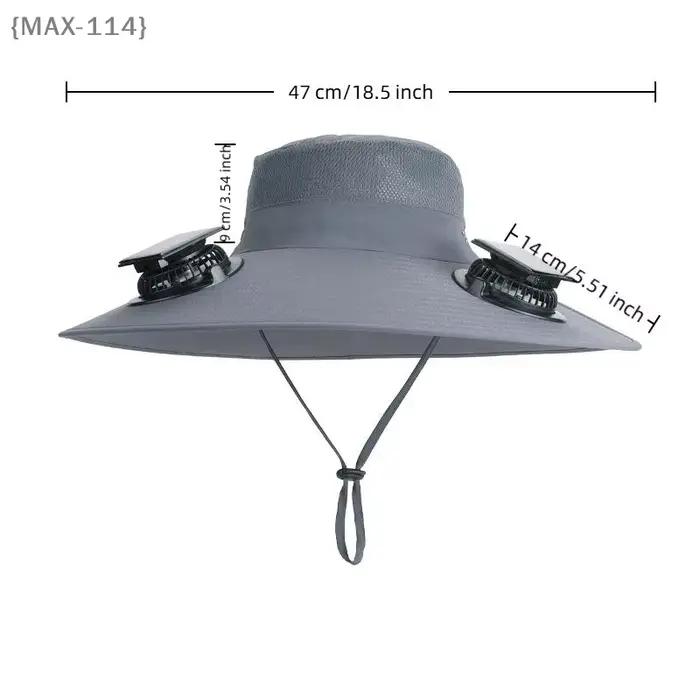 【MAX-114】Chapeau de pêche d'extérieur avec ventilateur solaire USB rechargeable