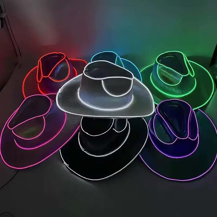 Chapeau de cowboy lumineux LED nacré