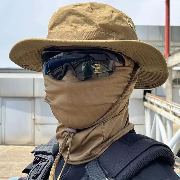 Chapeau Boonie Protection Solaire Masque Facial Coupe-Vent Randonnée Pêche Camping Voyage Polyester Blanc Bleu Ciel Clair Gris Foncé Ivoire Lavande Multi Vert Armée Occasions Extérieures