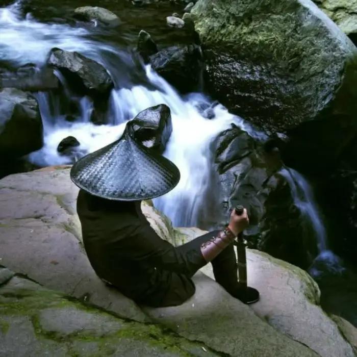 Chapeau en bambou tissé de Style chinois traditionnel Kung Fu