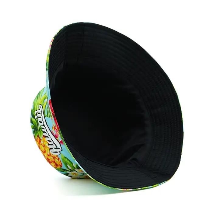 Chapeau de seau Bocca Hawaii Style brodé de lettres et motifs floraux pour hommes et femmes occasions extérieures randonnées plage voyages en plein air