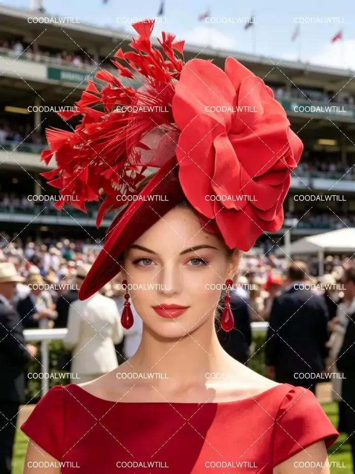 Chapeau Fascinator Jaune à Grande Fleur et Plumes pour Femme