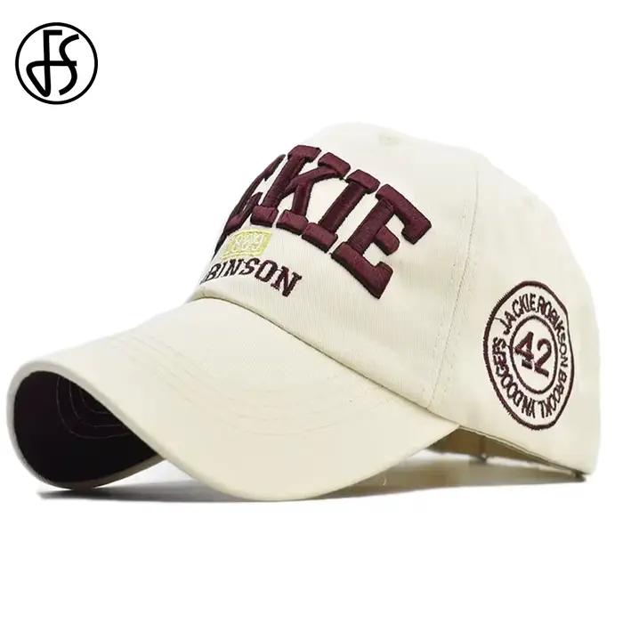 Casquette FS Summer Street Casquette de baseball hip-hop en coton beige avec lettres pour homme et femme occasions sportives et plage
