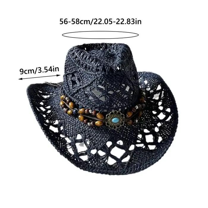Chapeau de paille bohème Vintage pour femmes et hommes