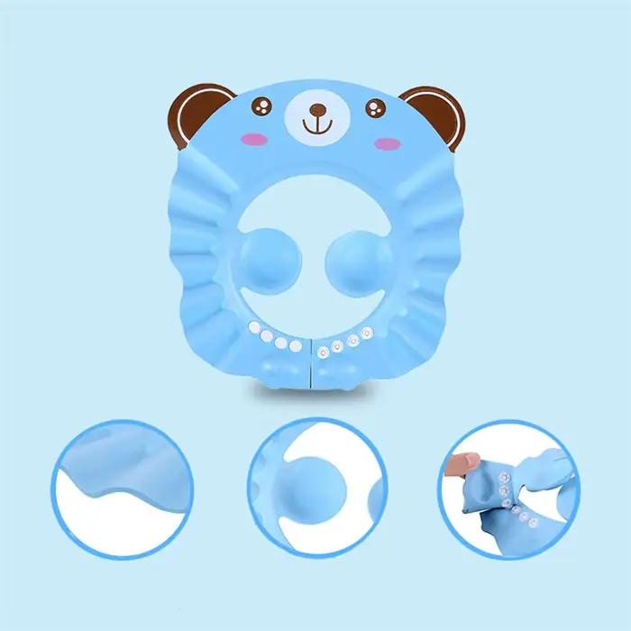 Bonnet souple réglable pour bébé 7-12 mois chapeau de bain protection des yeux animaux motifs douche bain fêtes prénatales cadeau enfant