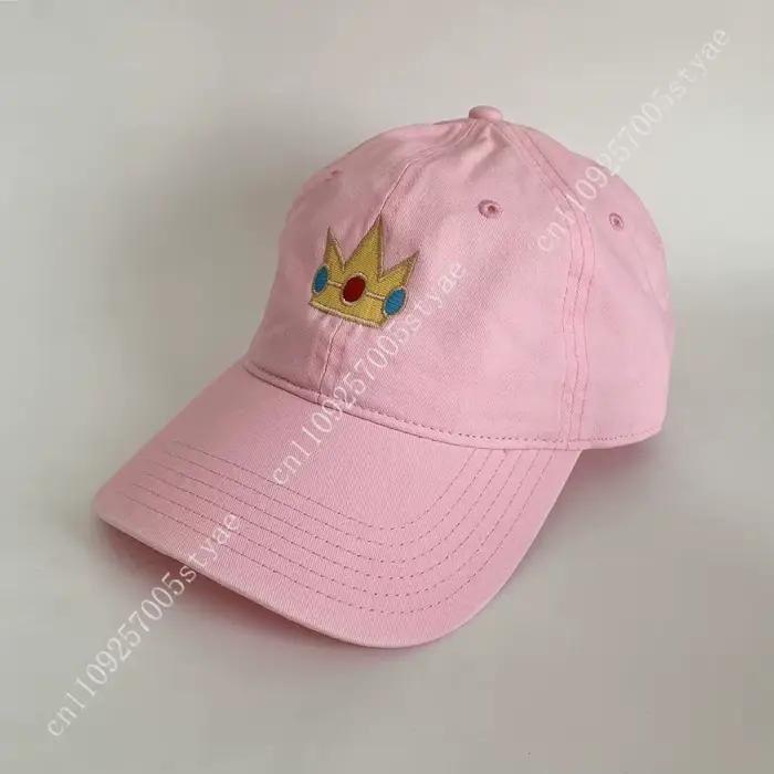 Casquette de princesse Peach pour Halloween, brodée, en coton lavé