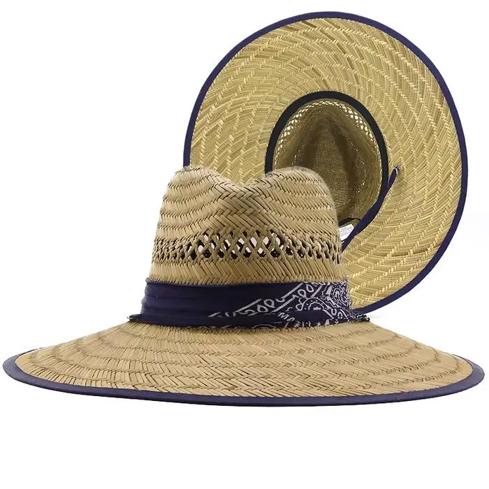 Simple travail manuel femmes hommes paille été plage chapeau de soleil en plein air été large bord Jazz Panama