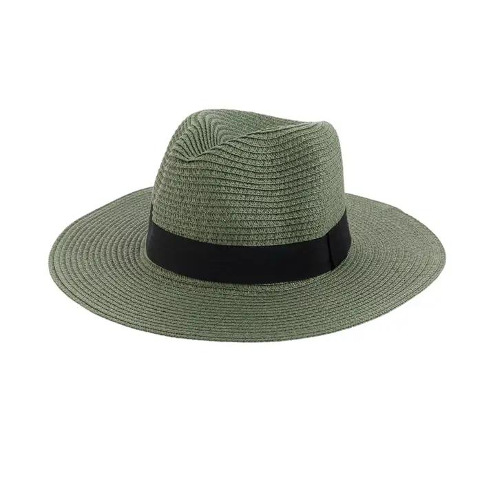 Chapeau de paille d'été unisexe élégant protection solaire tendance pour plage et activités de plein air multicolore