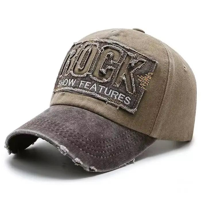 Casquette de baseball unisexe en coton brodée lettre Rock protection solaire extérieure quatre saisons activités sportives homme femme