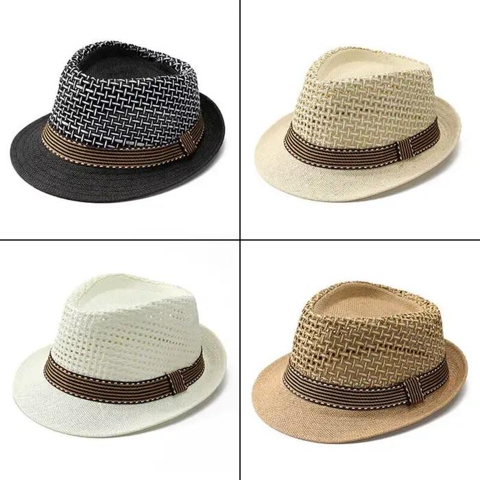 Nouveau chapeau Fedora en paille Trilby respirant à bord court