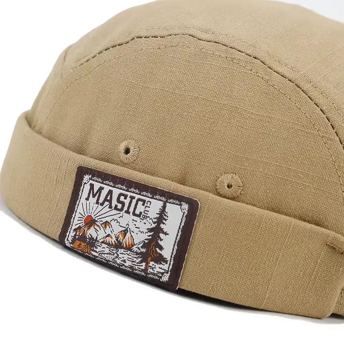 Bocca lettre étiquette Docker casquette couleur unie casquettes sans bords sans visière respirant réglable bonnet chapeau pour hommes femmes Style rétro