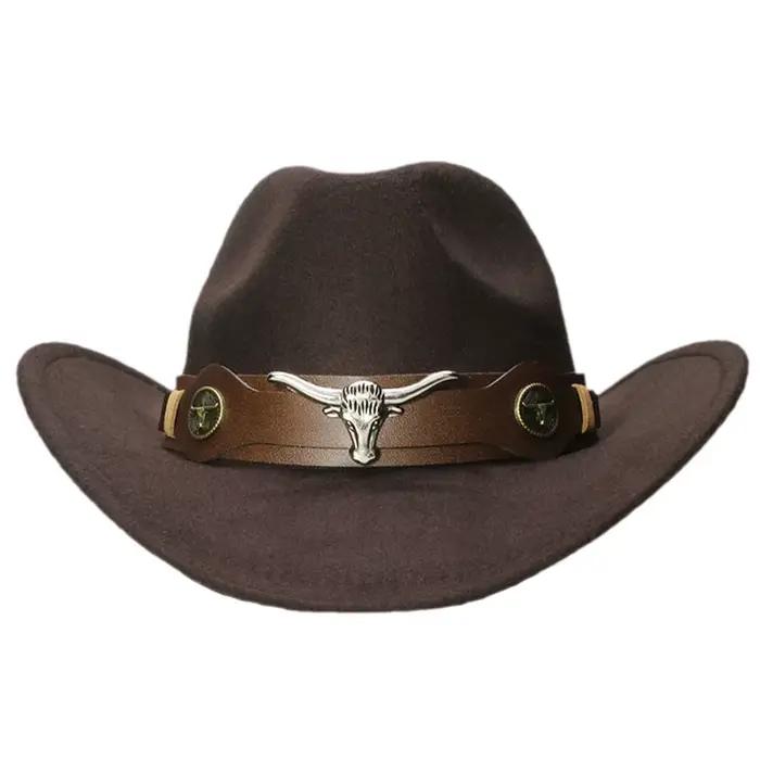 Chapeau de cowboy Mistdawn unisexe pour femmes et hommes avec ceinture en cuir de taureau style sport pour occasions festives et voyages
