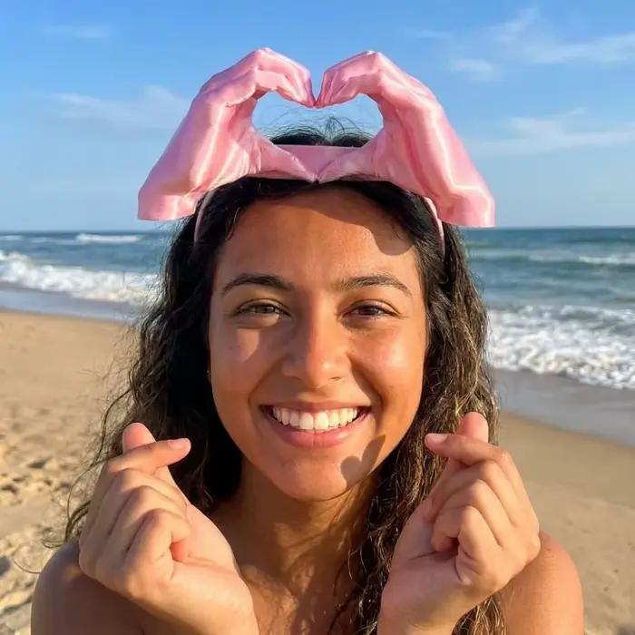 Chapeau de soleil 3D imprimé avec motif de paume et de mains en forme de cœur
