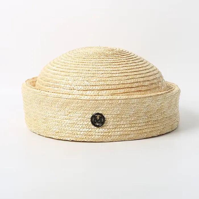 Chapeau de paille rond 100% naturel pour femmes