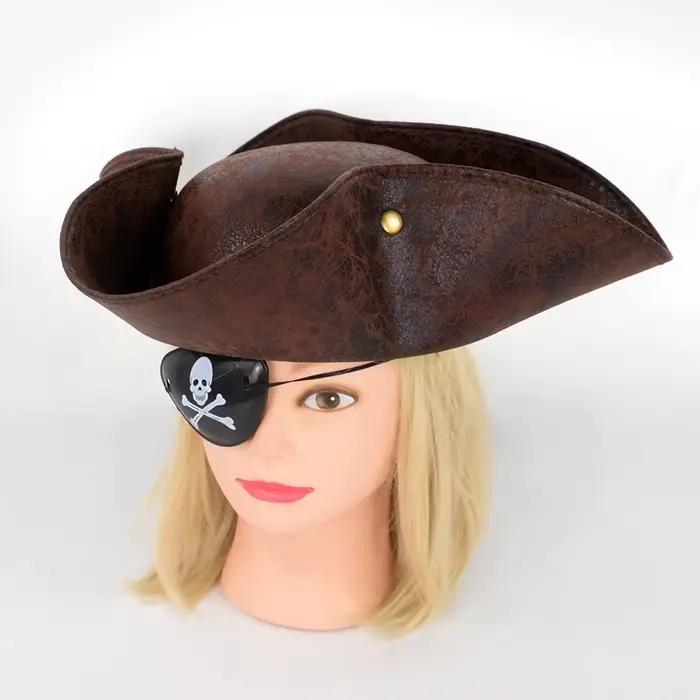 Chapeau de pirate en faux cuir pour hommes et femmes
