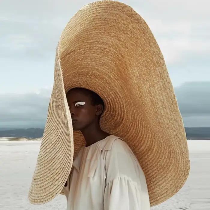 Grand Chapeau de Plage Pliable, Protection Solaire Anti-UV, 80cm, à la Mode