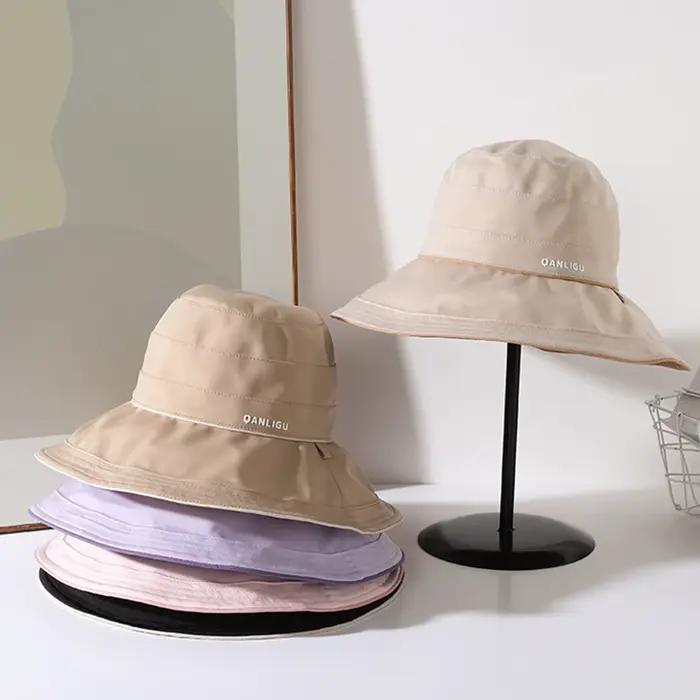 Lettres à la mode à large bord pare-soleil chapeau femmes seau chapeaux décontracté vacances en plein air léger été