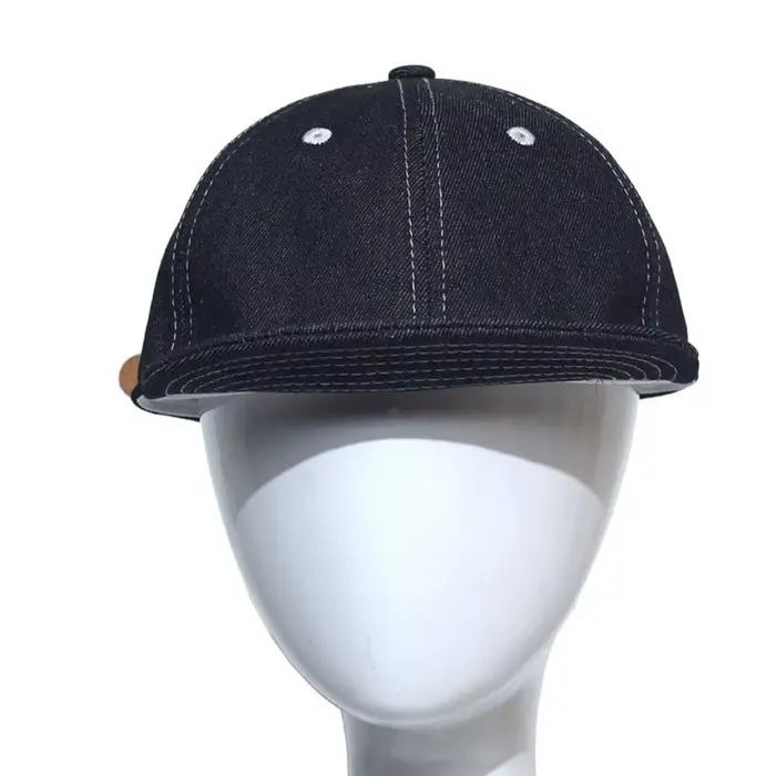 Casquette de baseball en denim vintage à bord court style hip hop camionneur respirante réglable pour homme et femme occasions décontractées printemps été