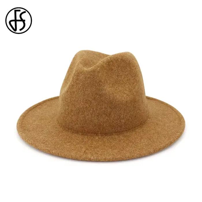 FS – chapeau de Jazz en laine Beige et blanc pour femmes et hommes