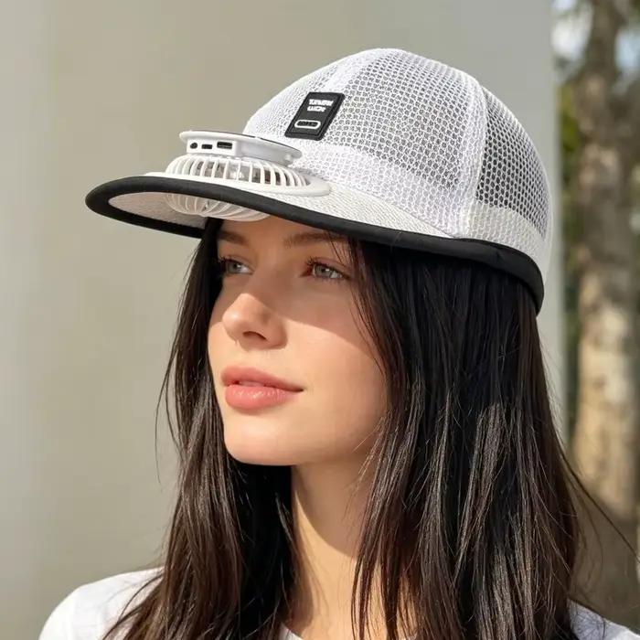 Casquette de refroidissement avec panneau solaire pour le travail