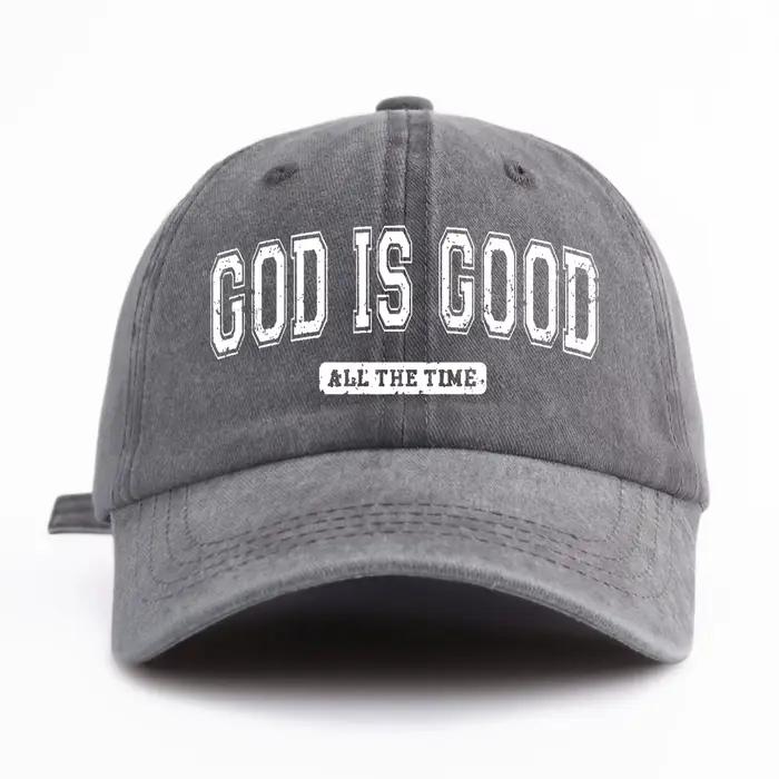 GOD IS GOOD Chapeau de baseball imprimé délavé à l'eau Simple