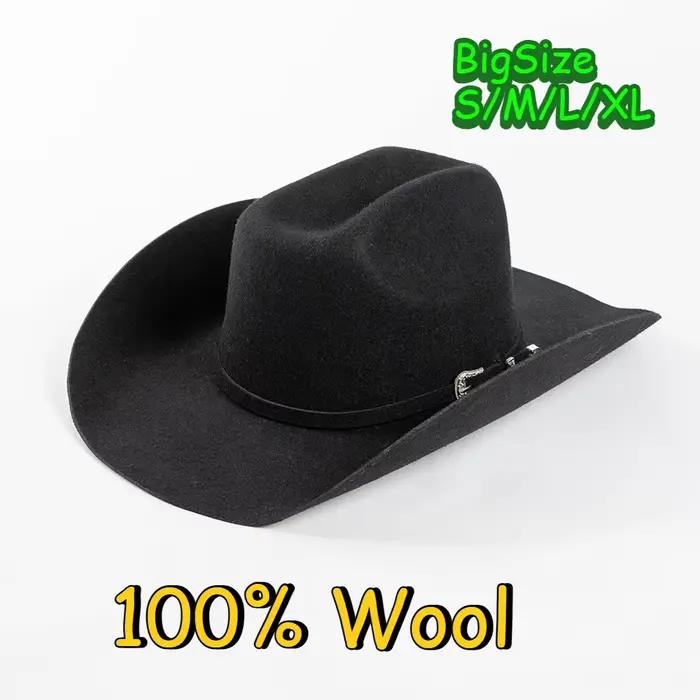 Chapeaux de Cowboy occidentaux à bord carré 100% laine