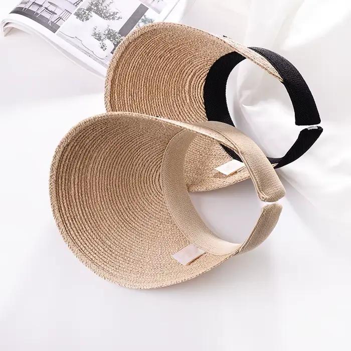 Chapeau à visière en paille de raphia pour femmes