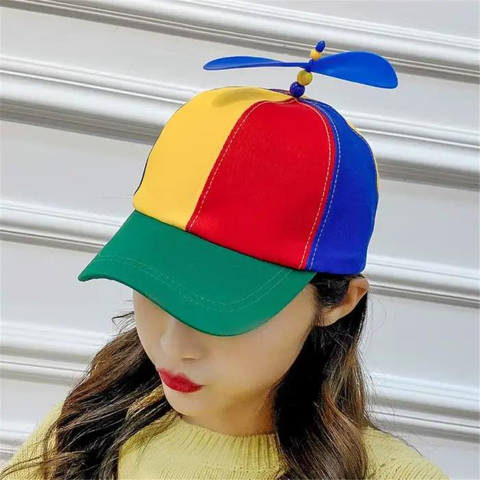 Casquette de soleil en bambou libellule arc-en-ciel pour enfants
