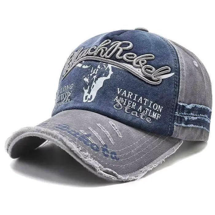 Chapeau tête de taureau casquette de baseball rétro lavée lettres brodées pour hommes et femmes polyvalent confortable et élégant pour diverses occasions