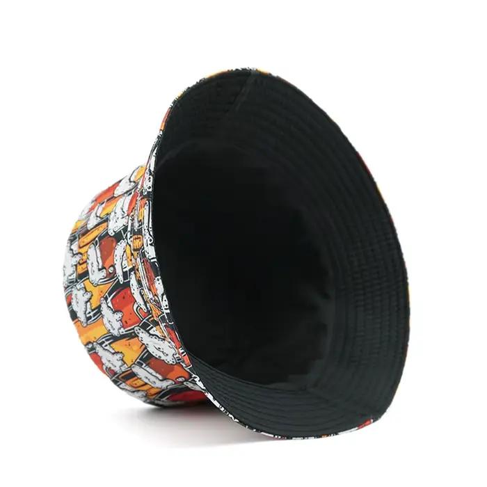 Bocca bière impression seau chapeau dessin animé motif pêcheur chapeaux Double côtés Panama casquette Bob