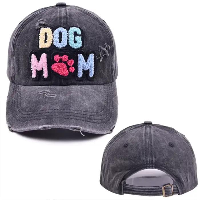 Casquette de Baseball wzcx Brodée Pour Maman de Chien Patch Sport Délavé Casquette Réglable En Coton Polyvalente Pour Femmes Occasions Décontractées