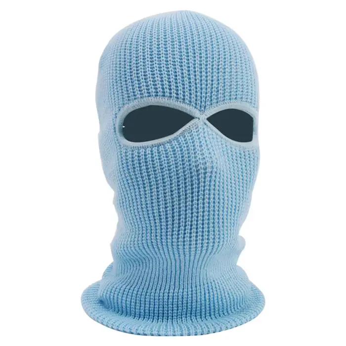 1PC hiver tricot casquette chaud doux 2 trous complet visage Ski chapeau capuche moto casque armée tactique