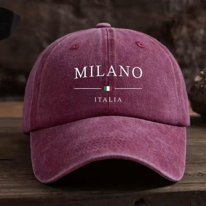 Casquette de baseball rétro délavée avec imprimé drapeau italien