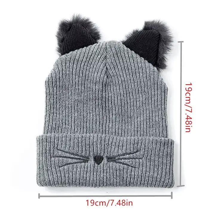 Mignon chat oreille femmes bonnet chapeau chaud hiver chapeaux pour les femmes