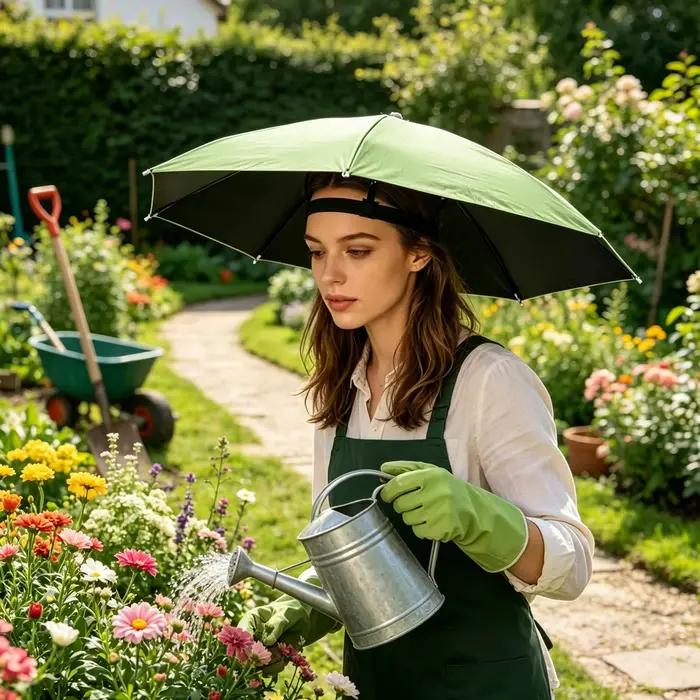Chapeau Parapluie Pour Femme Imperméable Pliable et Réglable Protection Soleil et Pluie Occasions Spéciales Mode Plage Voyage