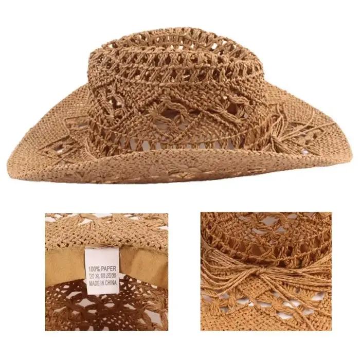 Chapeau Cirboy en paille de style bohème pour hommes et femmes