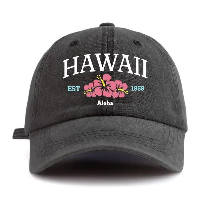 Casquette de Baseball délavée imprimée HAWAII pour adultes