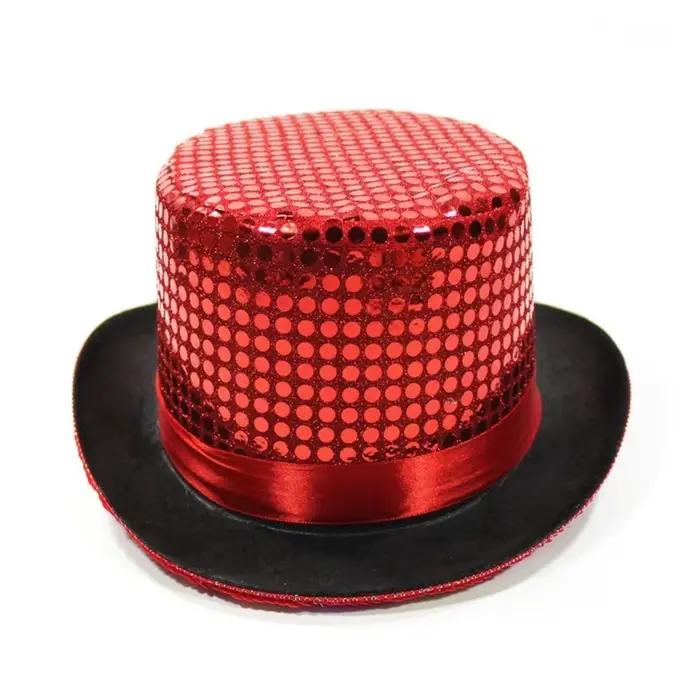 Chapeau de scène rétro à paillettes pour magicien