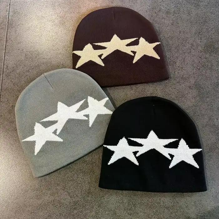 Y2K pentagramme tricoté chapeau automne hiver rue nouveau unisexe chaud personnel polyvalent mode Niche bonnets