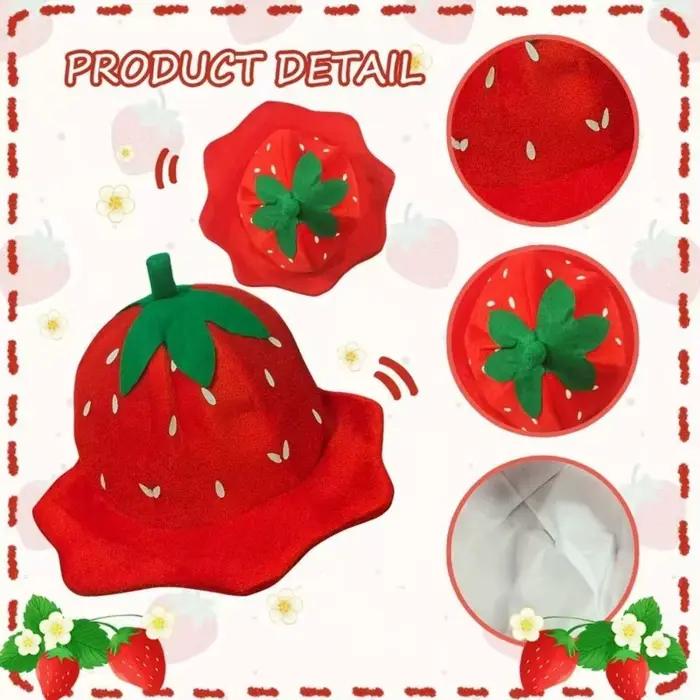 Chapeau en peluche fraise mignon de dessin animé